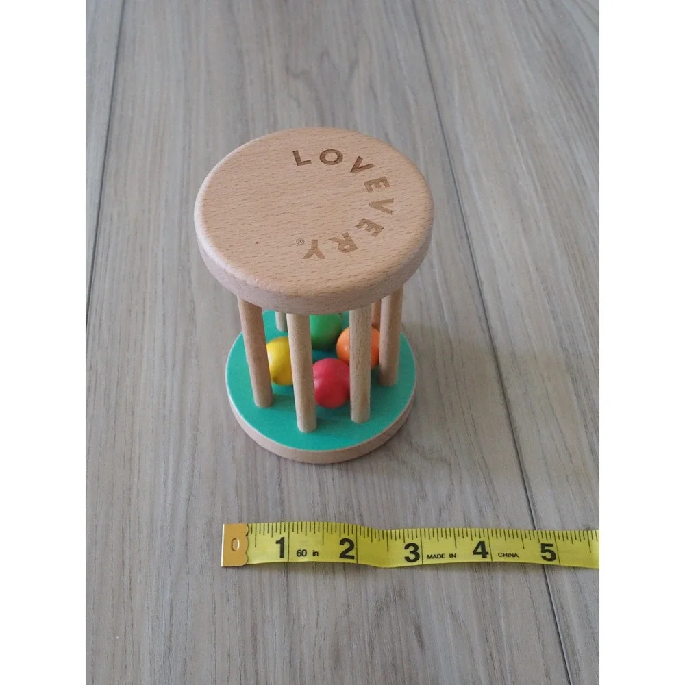 Lovevery Rolling Bell Rattle Wood Multicolor Montessori Toy OS Excellent